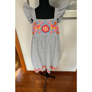 NWT Savannah Jane Striped Sundress with Embroidered Flowers-Womens Large